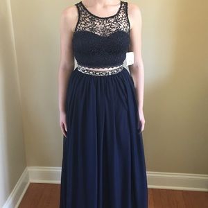 Navy Blue Two Piece Prom Dress, Never Worn